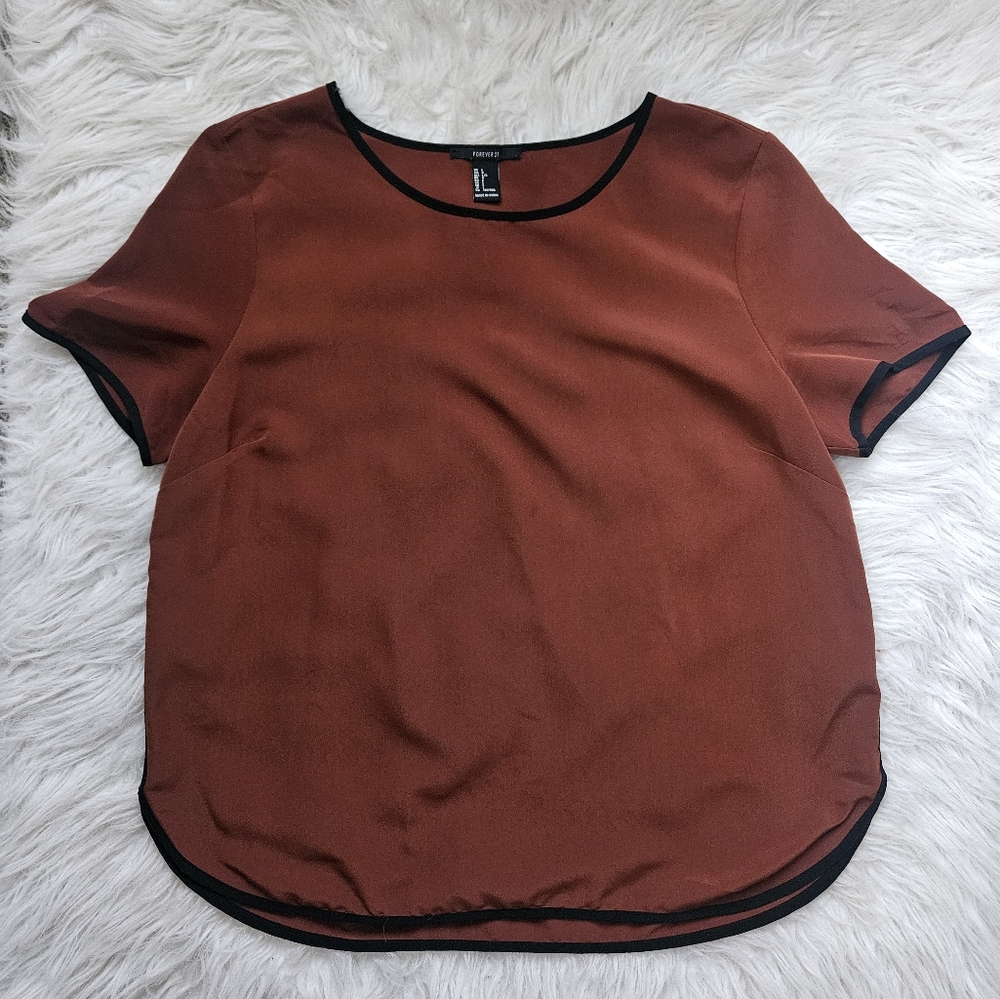 Large Terracotta Blouse Black Trim